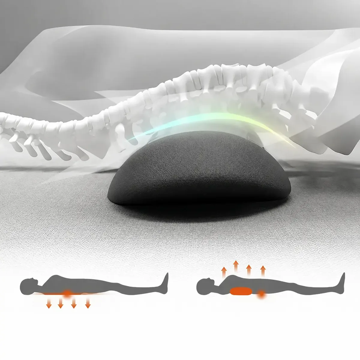 Illustration af hvordan OrthoVital Pro løfter og strækker lænden